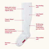 White 15-20mmHg Knee-High Compression Socks