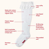 White Ruffle 15-20mmHg Knee-High Compression Socks