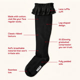 Black Ruffle 15-20mmHg Knee-High Compression Socks