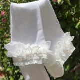 White Ruffle Knee-High Compression Socks